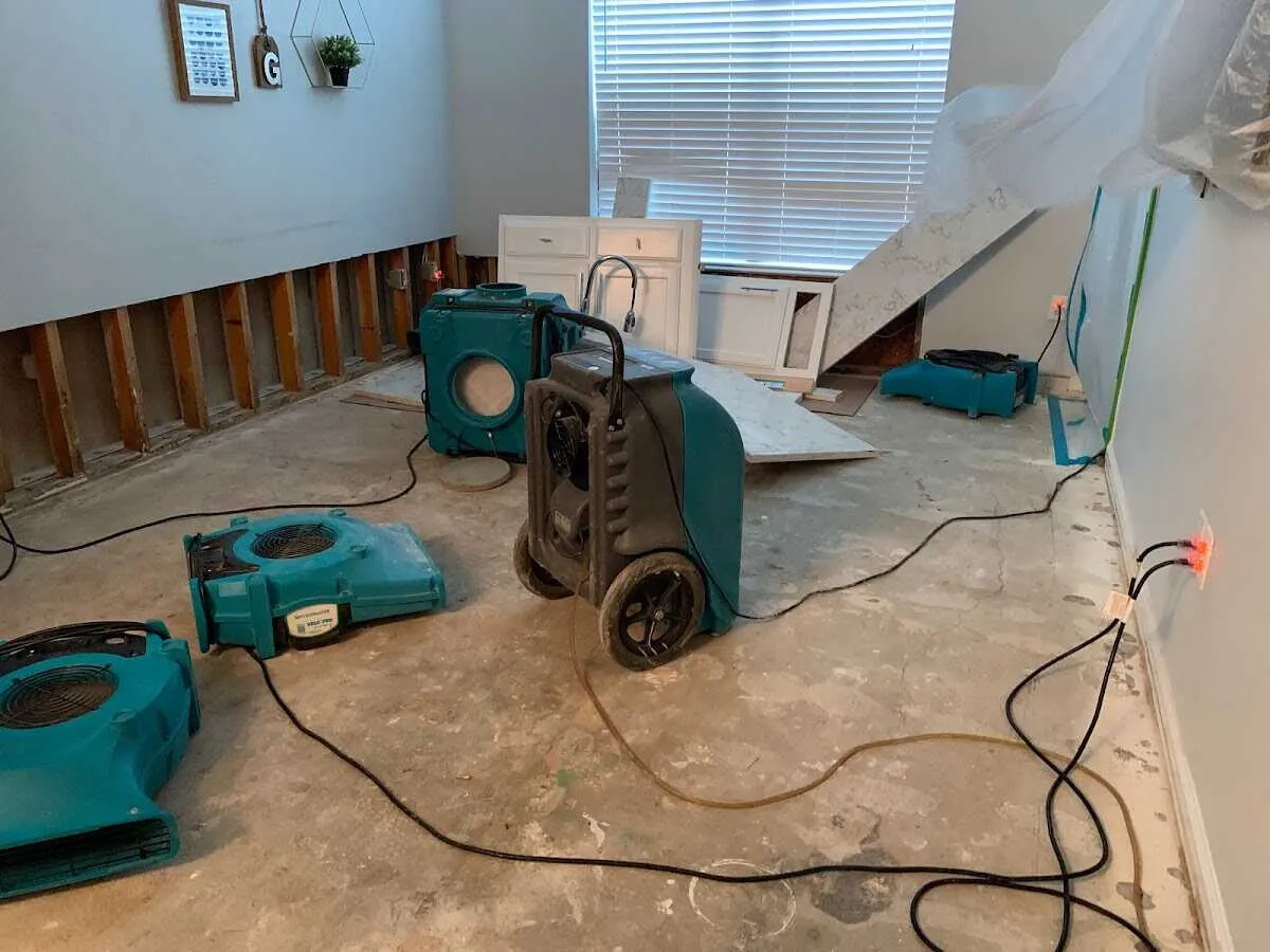 Dehumidifier in flood-cut room for Water Damage Restoration in Belleview